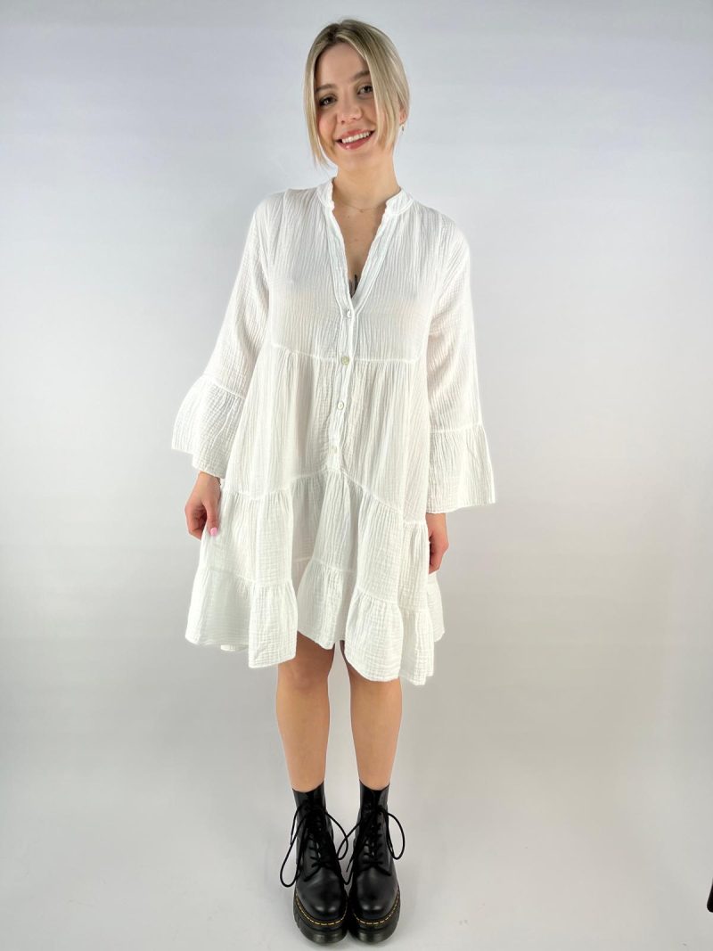 White Tiered Tunic Dress – Made in Italy