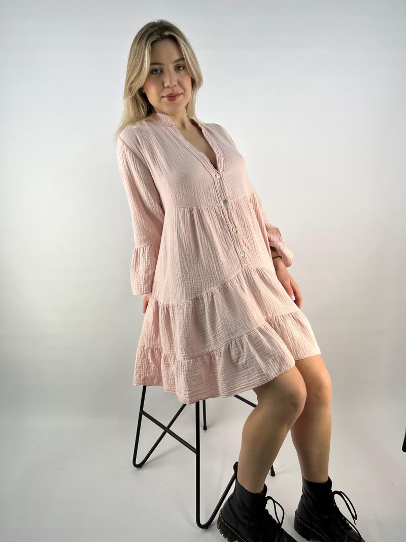 Blush Pink Tiered Tunic Dress – Made in Italy