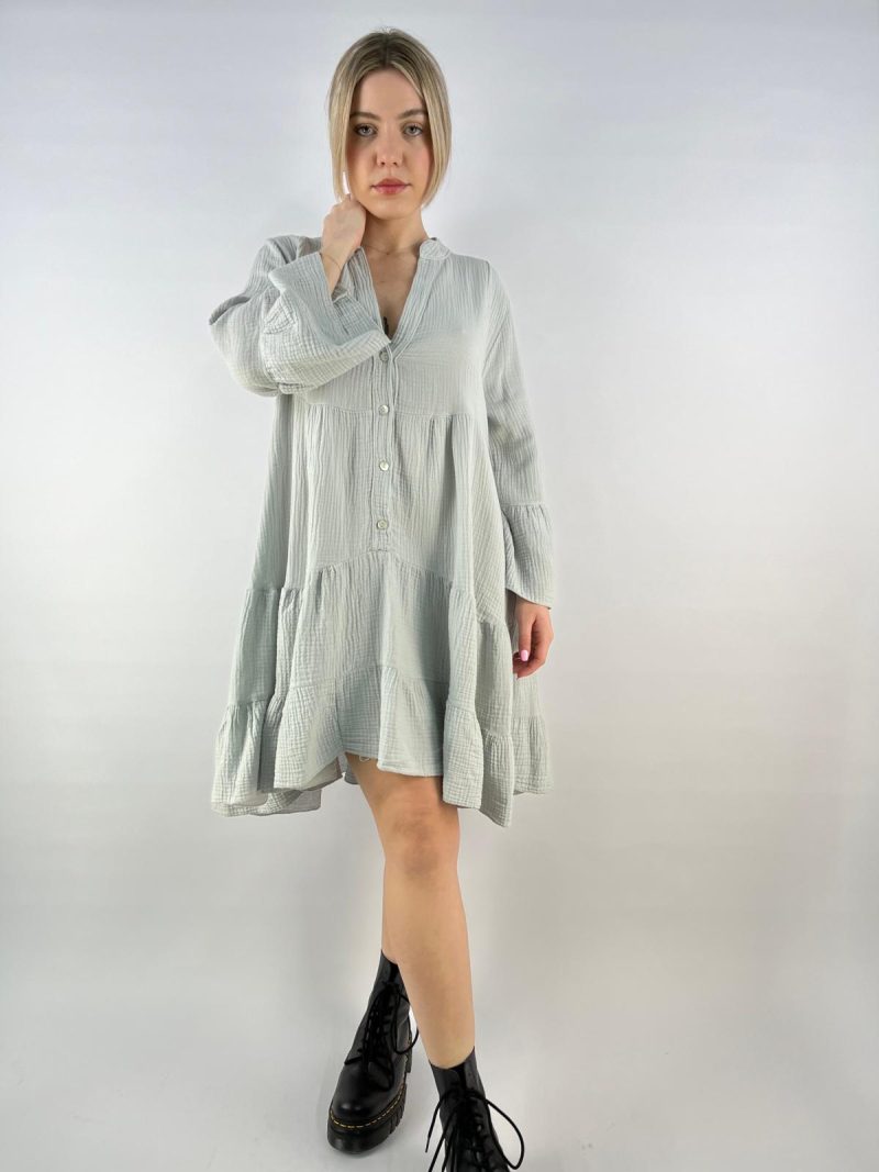 Light Grey Tiered Tunic Dress – Made in Italy