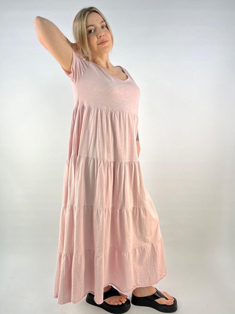 Blush Pink Tiered Maxi Dress – Made in Italy