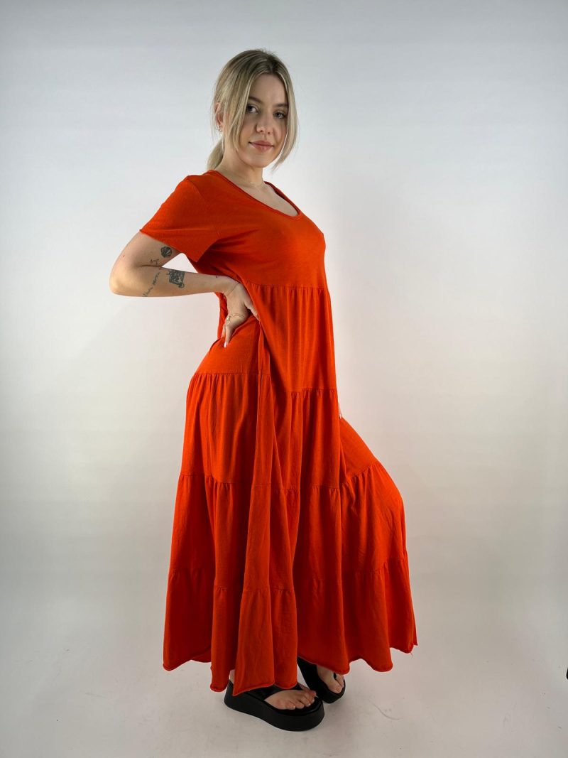 Orange Tiered Maxi Dress – Made in Italy
