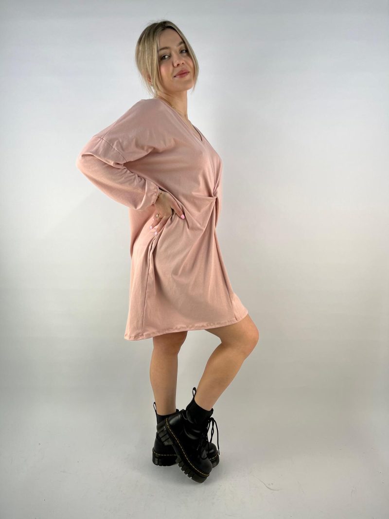 Blush Pink Knotted Detail Tunic Dress – Made in Italy